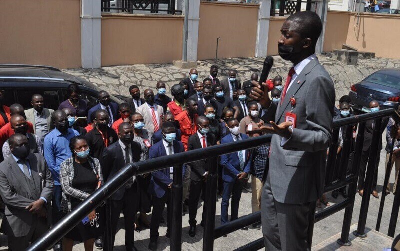 Abdulrasheed Bawa Addressing the EFCC Staff 