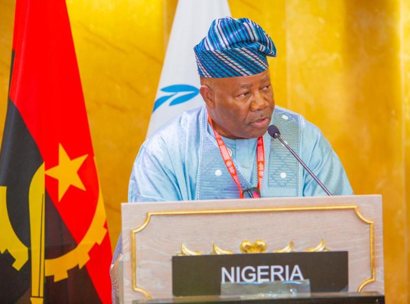 Nigeria's Senate President, Godswill Akpabio, addressing the plenary of the on-going Inter-Parliamentary Union (IPU) Conference in Luanda, the Angola capital, on Tuesday.