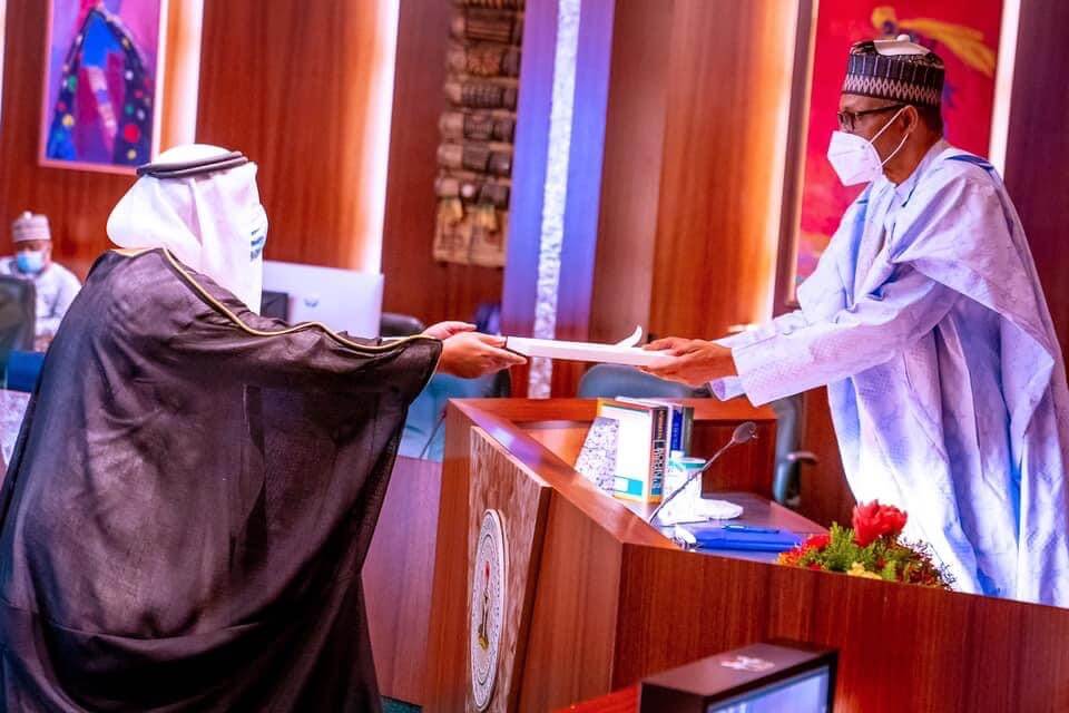 Buhari and the Saudi Arabian Ambassador Mr Faisal Ebraheem Alajrafi Alghamd