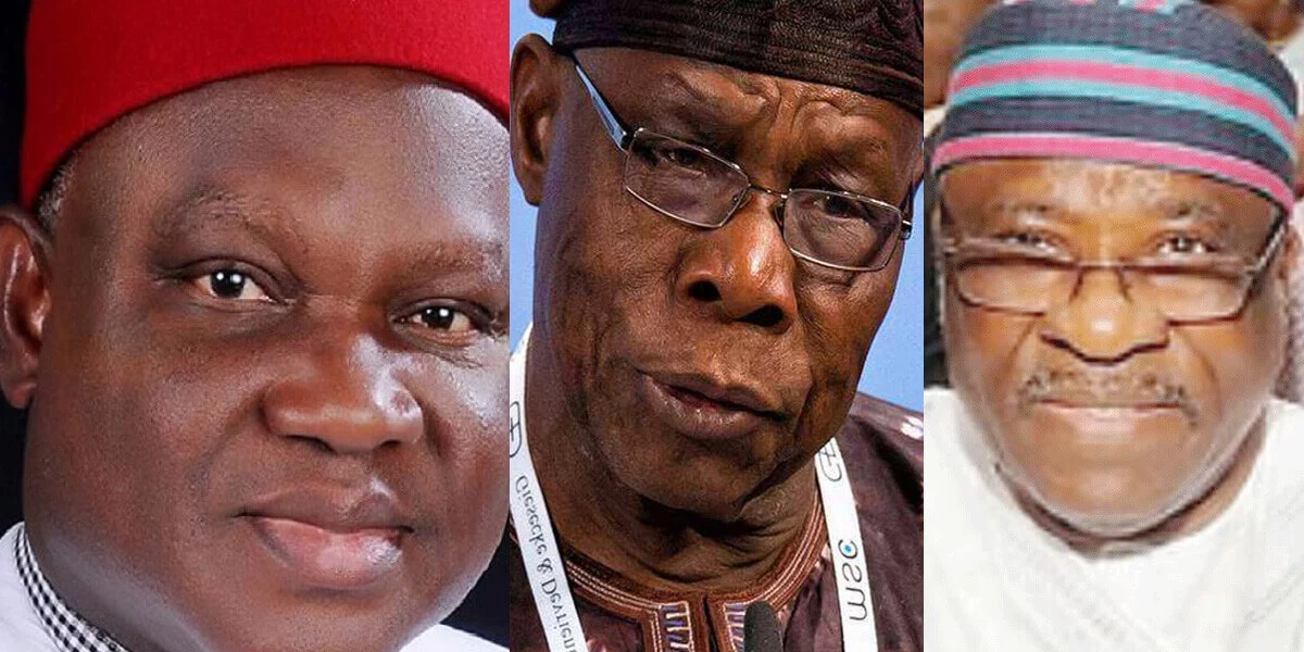 Chekwas Okorie(Left), Olusegun Obasanjo(Middle), Anthony Adefuye(Right)