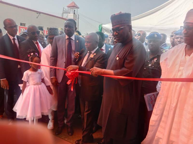  Nigeria's Attorney-General of the Federation (AGF), Chief Lateef Fagbemi, SAN (middle) cutting the tape; EFCC Chairman, Barrister Ola Olukoyode (beside him on the left) and Kwara State Governor, Mallam Abdulrahman Abdulrasaq (right).