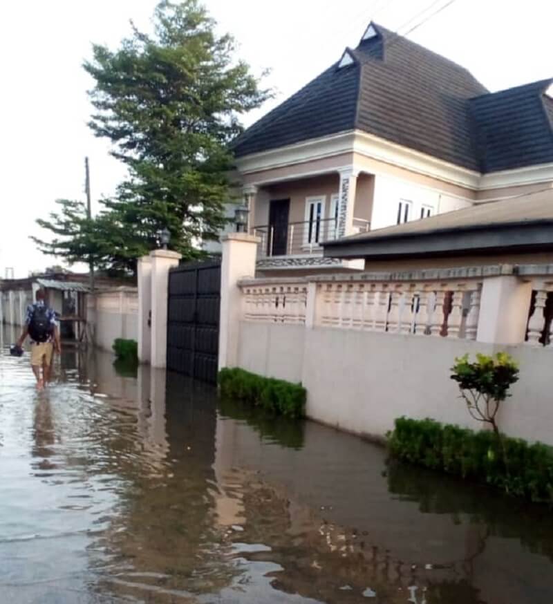 *  Chief Oliver Agbasoga's house in Oguta taken over by flood.