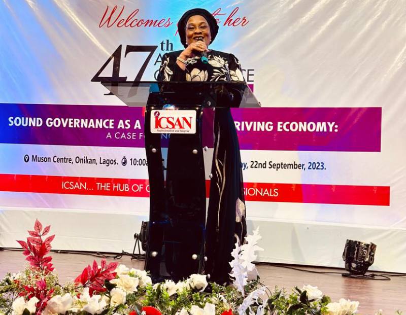 Senator Margery Chuba okadigbo making a speech at the occasion.