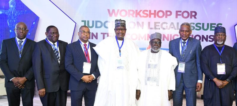*  L-R: Executive Commissioner, Stakeholder Management, Nigerian Communications Commission (NCC), Adeleke Adewolu; Administrator, National Judicial Institute (NJI), Justice Salisu Abdullahi; Justice of the Supreme Court, Justice Adamu Jauro;  Executive Vice Chairman/Chief Executive Officer, NCC, Prof. Umar Danbatta; Chief Justice of Nigeria, Justice Olukayode Ariwoola; Justice of the Supreme Court, Justice Mohammad Lawal and Executive Commissioner, Technical Services, NCC, Ubale Maska,  during the NCC’s 19th annual Judges Workshop on Telecom Issue, a three-day event started in Kano on Monday, September 18, 2023.