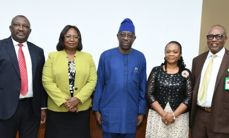 L-R: Banji Ojo, Head, Consumer Policy Development and Monitoring, NCC; Olayemi Ajayi, Director, Legal Services, National Lottery Regulatory Commission (NLRC); Adeleke Adewolu, Executive Commissioner, Stakeholder Management, NCC; Chizua Whyte, Head, Operator Relation and Correspondence, NCC and Obi Iregbu, Deputy Director, Licensing and Regulatory Services, NLRC, at the inauguration of a joint-committee to review existing Memorandum of Understating (MoU) between the two agencies in Abuja recently.