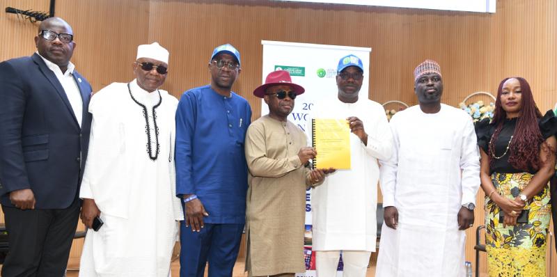 * L-R: Oladokun Oye, Vice President, Retail and Postpaid, Airtel Nigeria;  Abdulrahman Ado, Executive Director, 9Mobile; Adeleke Adewolu, Executive Commissioner, Stakeholder Management, Nigerian Communications Commission (NCC); Dr. Chris Nwanoro, President, National Disability Empowerment Forum; Prof. Adeolu Akande, Chairman, Board of Commissioners, NCC; Abdulazeez Salman, Commissioner, NCC; Ugonwa Nwoye, Chief Customer Relations Officer, MTN Plc, at the commemoration of the World Consumer Rights  Day 2023 by the Commission in Abuja on Wednesday (March 15, 2023)