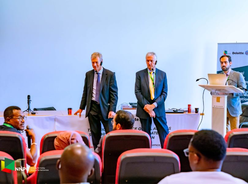 Project Manager, Koyla Kerz, (standing 1st right) delivers a presentation during a training on Methane Emission Abatement, organised by the United States Department of State Bureau of Energy Resources’ Energy and Mineral Governance Programme (EMGP) in conjunction with Deloitte, in Abuja, on Monday. Standing next to Mr. Kerz are the Deloitte Specialists, Steve Ramsey (Senior Hydrocarbons Sector Technical Emissions Specialist) and Philip Reichardt (Team Lead).