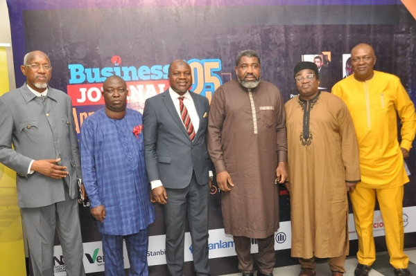 L-R: Garba Kurfi, Managing Director/CEO, APT Securities and Funds Limited; Prince Cookey, Publisher/Editor-in-Chief, Business Journal Media Group; Olatunde Amolegbe, Managing Director/CEO, Arthur Stevens Asset Management Limited and Keynote Speaker; Prof. Anthony Kila, Pro- Chancellor, Michael and Cecilia Ibru University/Chairman of the Occasion; Tony Epelle, Managing Consultant/CEO, Samuelson Advisory Partners Limited and Dotun Oladipo, Managing Editor, The Eagle Online, during the Business Journal Annual Lecture 2025 on the theme: 'AI & Digital Economy: Projecting the Future of Economic Growth in Nigeria' in Lagos.