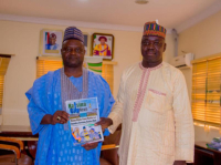 *  The Vice Chancellor, FUDMA, Prof Armayau Hamisu Bichi (left) and the Publisher of Katsina Times, Mr Danjuma Ibrahim (right) at the VC's office.