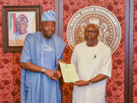 Governor Siminalayi Fubara (right) and Hon. Oyetunde Ojo, Federal Housing Authority of Nigeria (FHAN), 