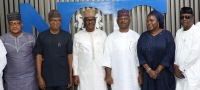 *  L-R: JohnMichaels Mbanefo, Head, Media and Publicity, National Commission for Persons with Disabilities (NCPWD); Soji Adewale, Director, Planning, Research and Statistics, NCPWD; Usman Malah, Director, Human Capital and Administration, NCC; James Lalu, Executive Secretary, NCPWD; Hafsat Lawal, Head, Human Capital, NCC and Mohammed Baba, Director, Accessibility, NCPWD during  a courtesy visit by the NCPWD management to NCC in Abuja recently.  