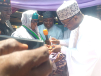 Sokoto state deputy governor, Mohammed Idris Gobir administering polio vaccine on a child in Shagari local government during the June 2025 flag off excercise.   Photo by Ankeli Emmanuel, Sokoto