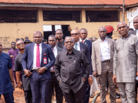 Governor Alex Otti (middle) during the inspection of Lokpanta Cattle Market