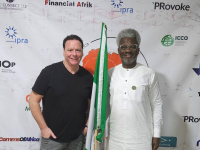 Justin Green President,  Global Alliance for Public Relations and Communication Management and Dr. Omoniyi Ibietan, newly-elected Secretary-General of African Public Relations Association (APRA) during the event in Abidjan.