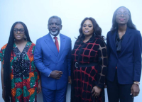L-R: Director of Communications, News Engineering Nigeria Limited, Oluchi Emenike; Chief Executive Officer, GOTNI, Dr. Linus Okorie; Keynote Speaker/Chief Executive Officer, News Engineering Nigeria Limited, Josephine Nweze; Deputy Chief Executive Officer, GOTNI, Mrs Nkiru Linus-Okorie, during the Leadership Master Class for 40 budding leaders under the auspices of News Engineering in Abuja